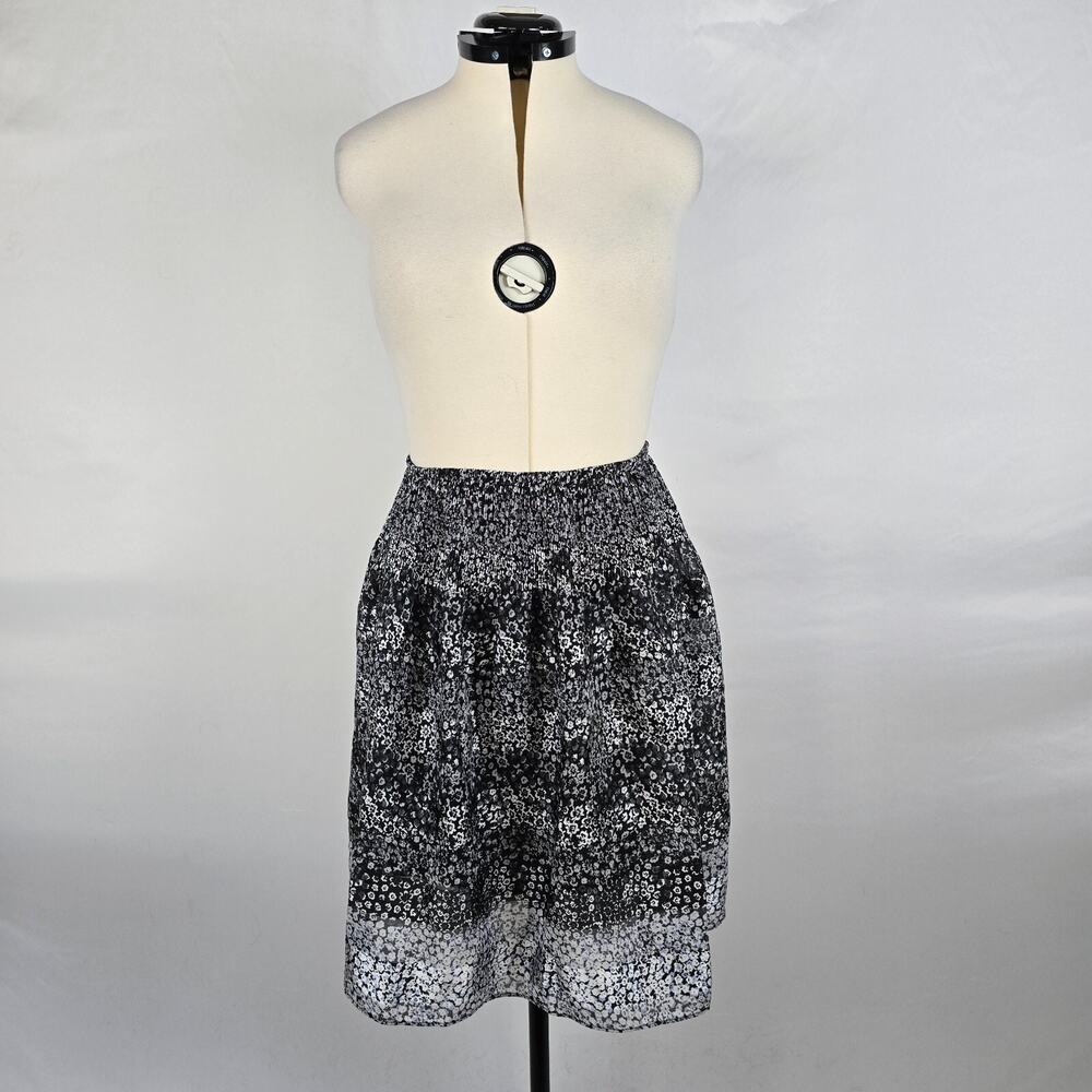 Max Edition Skirt Women's L Black Blue White Floral Midi Elastic Waist